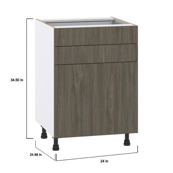 Cordyline Textured Slab Walnut Assembled Base Cabinet with 1 Door and Two 5 in. Drawers (24 in. W x 34.5 in. H x 24 in. D)