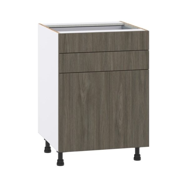 Cordyline Textured Slab Walnut Assembled Base Cabinet with 1 Door and Two 5 in. Drawers (24 in. W x 34.5 in. H x 24 in. D)