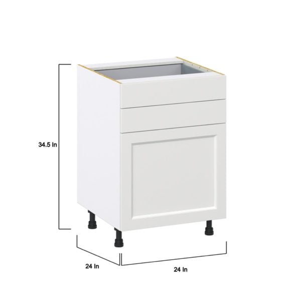 Magnolia Painted Bright White Recessed Assembled Base Cabinet with 1 Door and Two 5 in. Drawers (24 in. W x 34.5 in. H x 24 in. D)