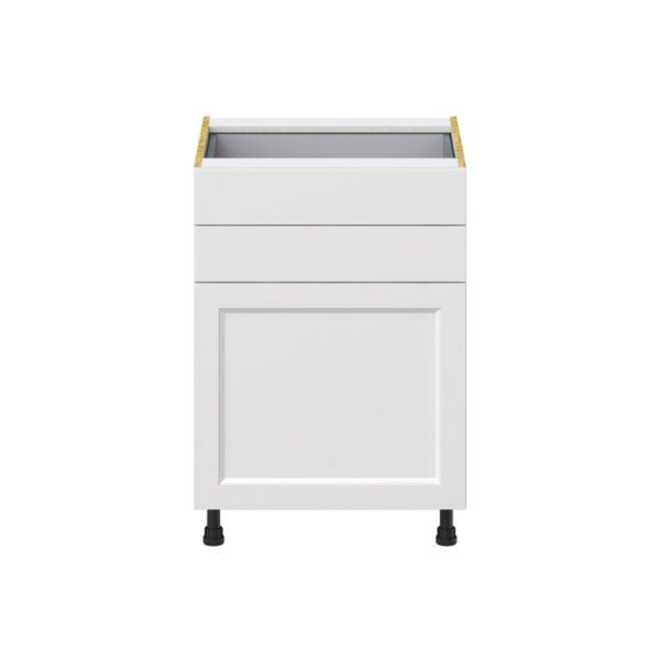 Magnolia Painted Bright White Recessed Assembled Base Cabinet with 1 Door and Two 5 in. Drawers (24 in. W x 34.5 in. H x 24 in. D)