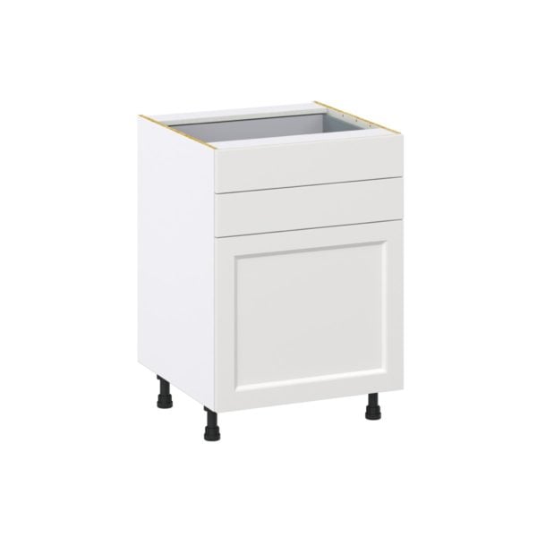 Magnolia Painted Bright White Recessed Assembled Base Cabinet with 1 Door and Two 5 in. Drawers (24 in. W x 34.5 in. H x 24 in. D)