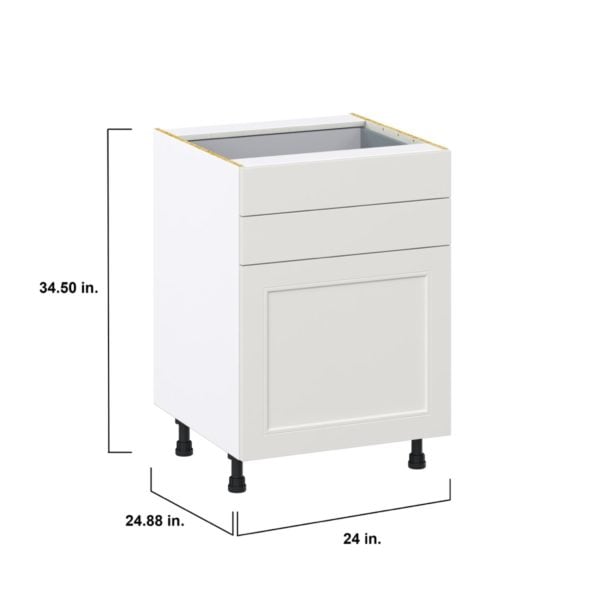 Wisteria Painted Light Gray Recessed Assembled Base Cabinet with 1 Door and Two 5 in. Drawers (24 in. W x 34.5 in. H x 24 in. D)