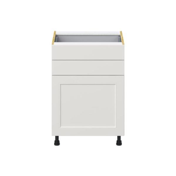 Wisteria Painted Light Gray Recessed Assembled Base Cabinet with 1 Door and Two 5 in. Drawers (24 in. W x 34.5 in. H x 24 in. D)