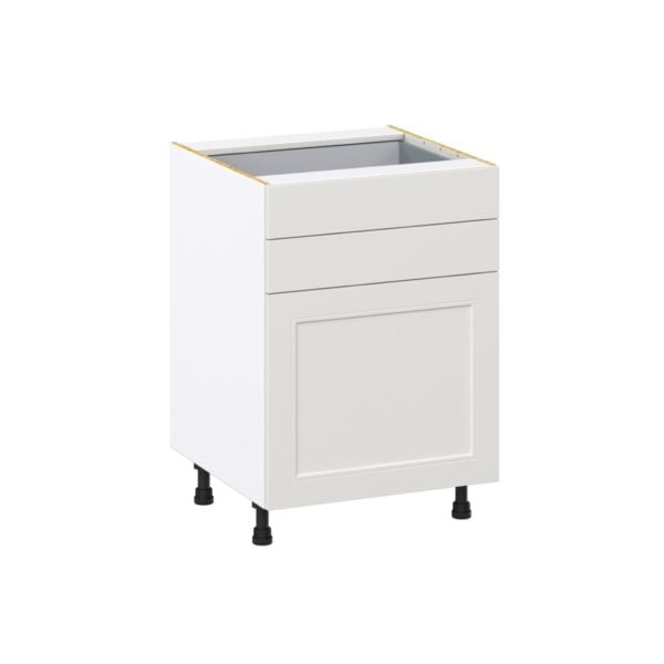 Wisteria Painted Light Gray Recessed Assembled Base Cabinet with 1 Door and Two 5 in. Drawers (24 in. W x 34.5 in. H x 24 in. D)