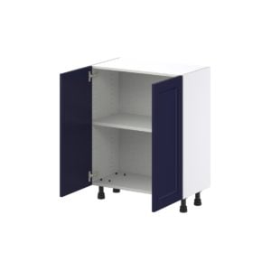 Camellia Painted Midnight Blue Recessed Assembled Shallow Base Cabinet with 2 Full High Doors (27 in. W X 34.5 in. H X 14 in. D)