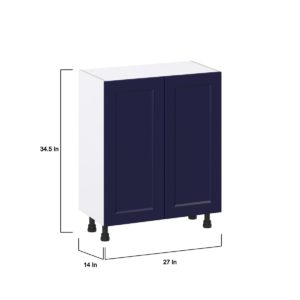 Camellia Painted Midnight Blue Recessed Assembled Shallow Base Cabinet with 2 Full High Doors (27 in. W X 34.5 in. H X 14 in. D)