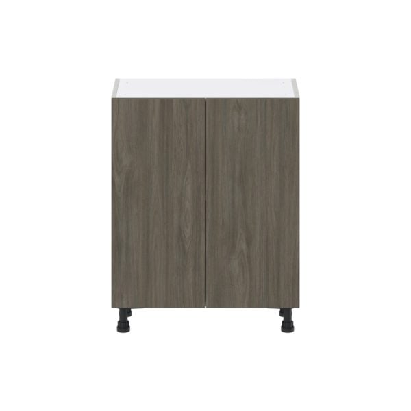 Cordyline Textured Slab Walnut Assembled Shallow Base Cabinet with 2 Full High Doors (27 in. W X 34.5 in. H X 14 in. D)