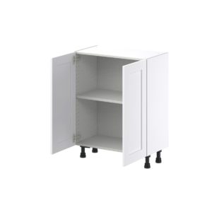 Dahlia Bright White  Shaker Assembled Shallow Base Cabinet with 2 Full High Doors (27 in. W X 34.5 in. H X 14 in. D)