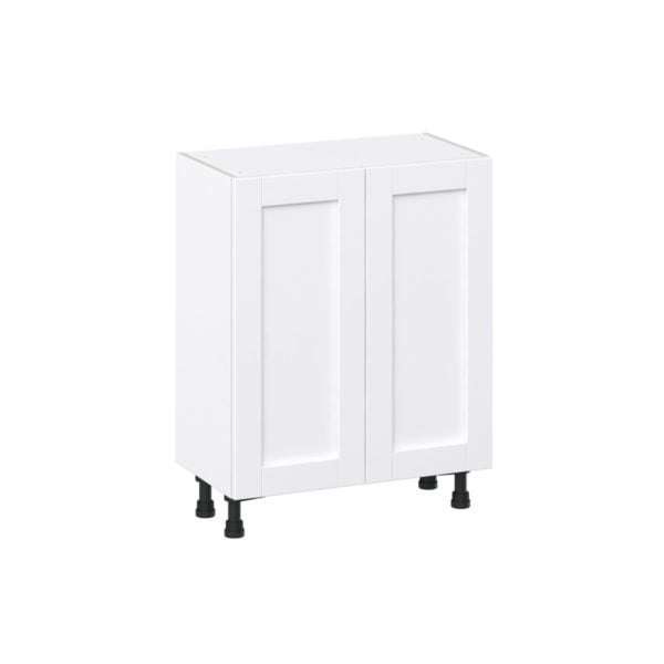 Dahlia Bright White  Shaker Assembled Shallow Base Cabinet with 2 Full High Doors (27 in. W X 34.5 in. H X 14 in. D)