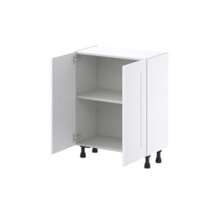 Jasmine Painted Warm White  Shaker Assembled Shallow Base Cabinet with 2 Full High Doors (27 in. W X 34.5 in. H X 14 in. D)