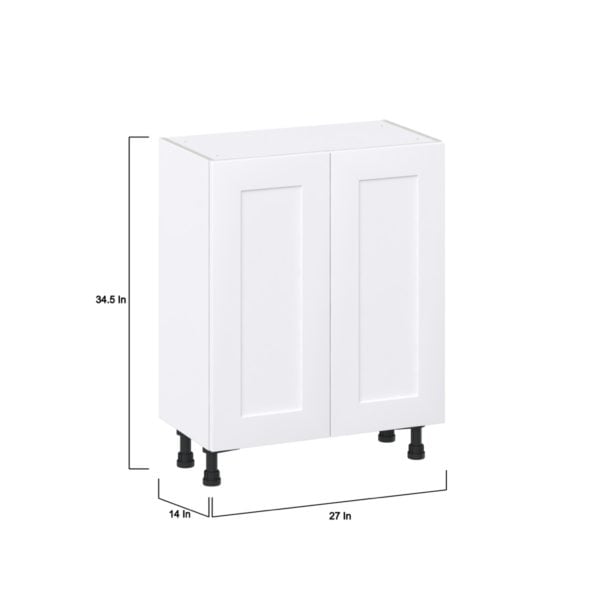 Jasmine Painted Warm White  Shaker Assembled Shallow Base Cabinet with 2 Full High Doors (27 in. W X 34.5 in. H X 14 in. D)