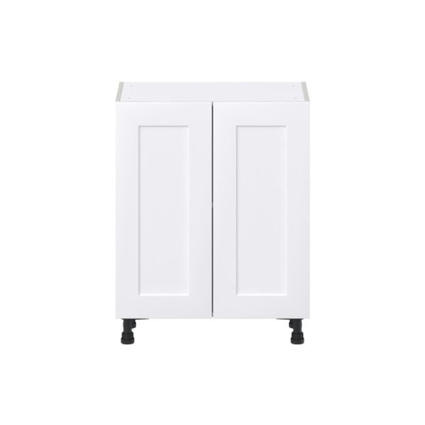 Jasmine Painted Warm White  Shaker Assembled Shallow Base Cabinet with 2 Full High Doors (27 in. W X 34.5 in. H X 14 in. D)