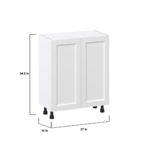 Magnolia Painted Bright White Recessed Assembled Shallow Base Cabinet with 2 Full High Doors (27 in. W X 34.5 in. H X 14 in. D)