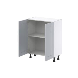 Sea Holly Light Gray  Shaker Assembled Shallow Base Cabinet with 2 Full High Doors (27 in. W X 34.5 in. H X 14 in. D)