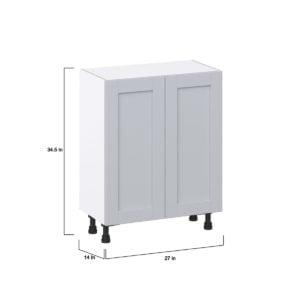 Sea Holly Light Gray  Shaker Assembled Shallow Base Cabinet with 2 Full High Doors (27 in. W X 34.5 in. H X 14 in. D)