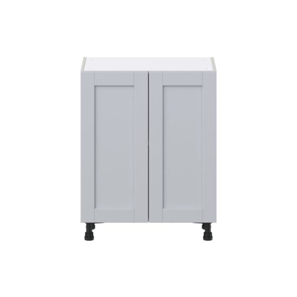 Sea Holly Light Gray  Shaker Assembled Shallow Base Cabinet with 2 Full High Doors (27 in. W X 34.5 in. H X 14 in. D)