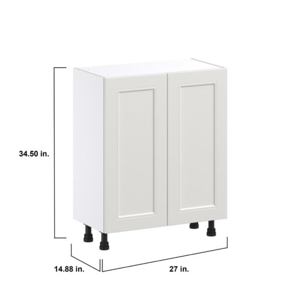 Wisteria Painted Light Gray Recessed Assembled Shallow Base Cabinet with 2 Full High Doors (27 in. W X 34.5 in. H X 14 in. D)