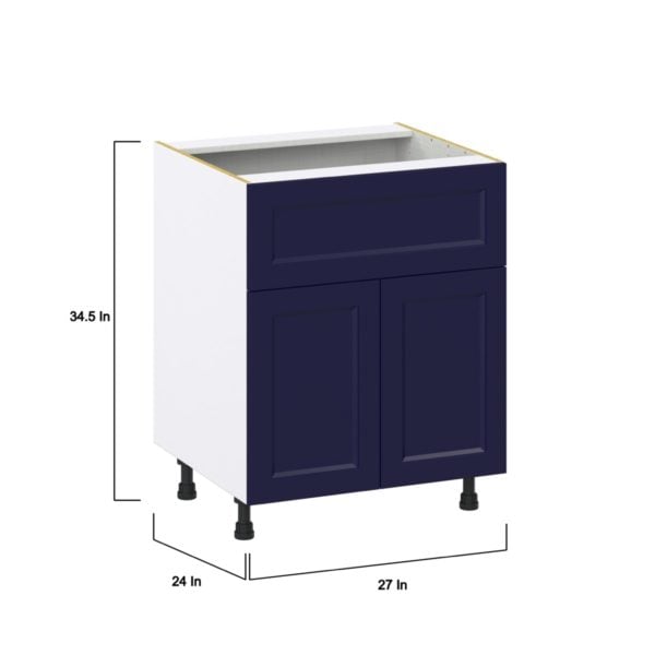 Camellia Painted Midnight Blue Recessed Assembled Base Cabinet with 2 Doors and a 10 in. Drawer (27 in. W X 34.5 in. H X 24 in. D)