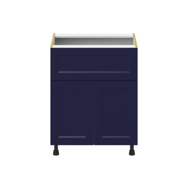 Camellia Painted Midnight Blue Recessed Assembled Base Cabinet with 2 Doors and a 10 in. Drawer (27 in. W X 34.5 in. H X 24 in. D)