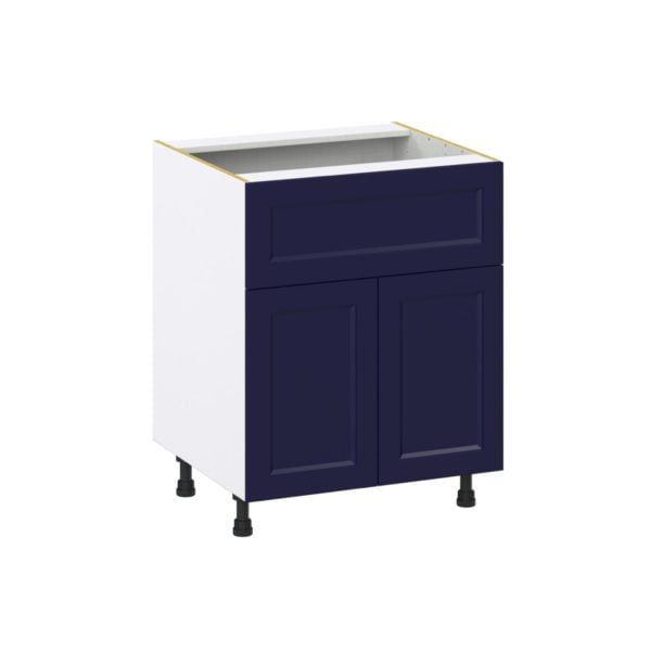 Camellia Painted Midnight Blue Recessed Assembled Base Cabinet with 2 Doors and a 10 in. Drawer (27 in. W X 34.5 in. H X 24 in. D)