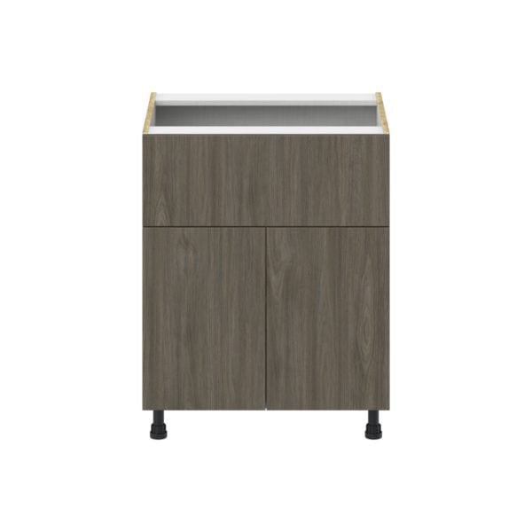 Cordyline Textured Slab Walnut Assembled Base Cabinet with 2 Doors and a 10 in. Drawer (27 in. W X 34.5 in. H X 24 in. D)