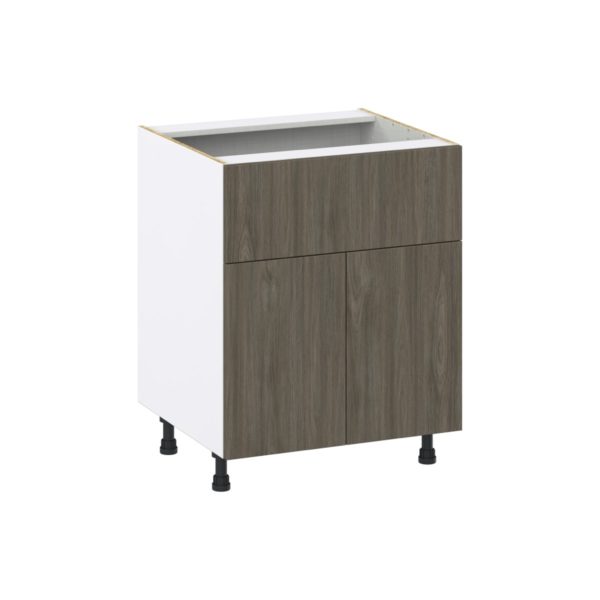 Cordyline Textured Slab Walnut Assembled Base Cabinet with 2 Doors and a 10 in. Drawer (27 in. W X 34.5 in. H X 24 in. D)