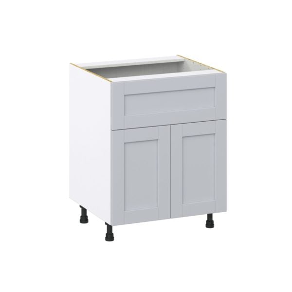 Sea Holly Light Gray  Shaker Assembled Base Cabinet with 2 Doors and a 10 in. Drawer (27 in. W X 34.5 in. H X 24 in. D)