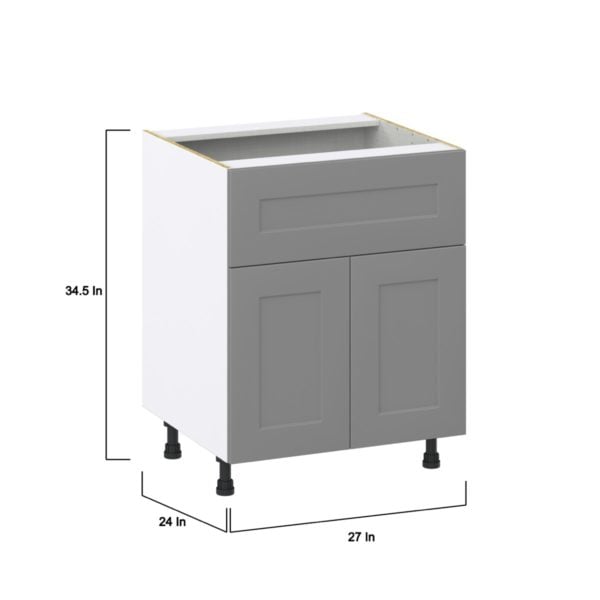 Willow Painted Slate Gray  Shaker Assembled Base Cabinet with 2 Doors and a 10 in. Drawer (27 in. W X 34.5 in. H X 24 in. D)