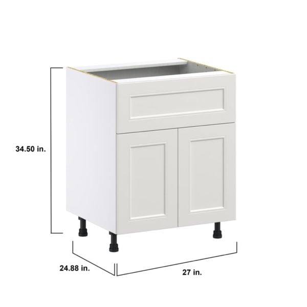 Wisteria Painted Light Gray Recessed Assembled Base Cabinet with 2 Doors and a 10 in. Drawer (27 in. W X 34.5 in. H X 24 in. D)