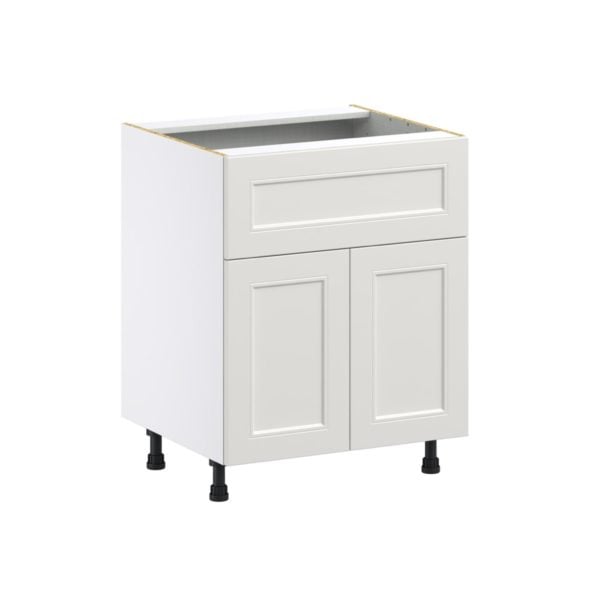 Wisteria Painted Light Gray Recessed Assembled Base Cabinet with 2 Doors and a 10 in. Drawer (27 in. W X 34.5 in. H X 24 in. D)