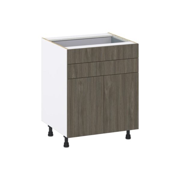 Cordyline Textured Slab Walnut Assembled Base Cabinet with 2 Doors and Two 5 in. Drawers (27 in. W X 34.5 in. H X 24 in. D)