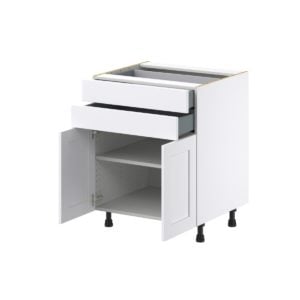 Dahlia Bright White  Shaker Assembled Base Cabinet with 2 Doors and Two 5 in. Drawers (27 in. W X 34.5 in. H X 24 in. D)