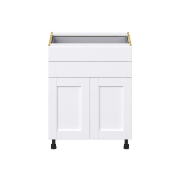 Dahlia Bright White  Shaker Assembled Base Cabinet with 2 Doors and Two 5 in. Drawers (27 in. W X 34.5 in. H X 24 in. D)