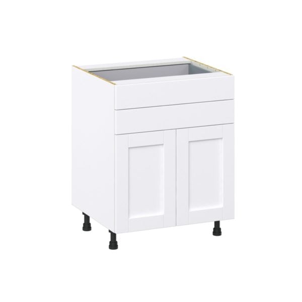 Dahlia Bright White  Shaker Assembled Base Cabinet with 2 Doors and Two 5 in. Drawers (27 in. W X 34.5 in. H X 24 in. D)