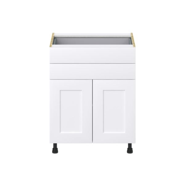 Jasmine Painted Warm White  Shaker Assembled Base Cabinet with 2 Doors and Two 5 in. Drawers (27 in. W X 34.5 in. H X 24 in. D)