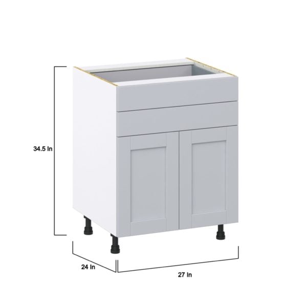 Sea Holly Light Gray  Shaker Assembled Base Cabinet with 2 Doors and Two 5 in. Drawers (27 in. W X 34.5 in. H X 24 in. D)