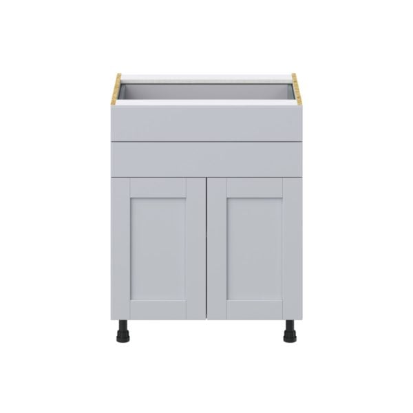 Sea Holly Light Gray  Shaker Assembled Base Cabinet with 2 Doors and Two 5 in. Drawers (27 in. W X 34.5 in. H X 24 in. D)