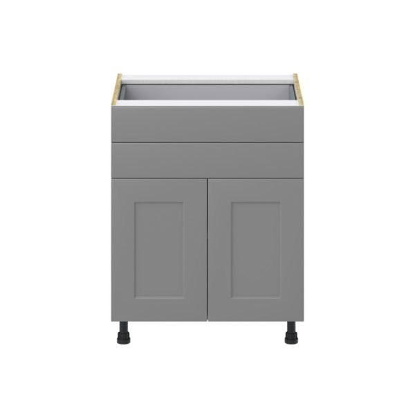 Willow Painted Slate Gray  Shaker Assembled Base Cabinet with 2 Doors and Two 5 in. Drawers (27 in. W X 34.5 in. H X 24 in. D)