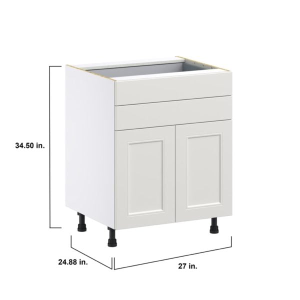 Wisteria Painted Light Gray Recessed Assembled Base Cabinet with 2 Doors and Two 5 in. Drawers (27 in. W X 34.5 in. H X 24 in. D)