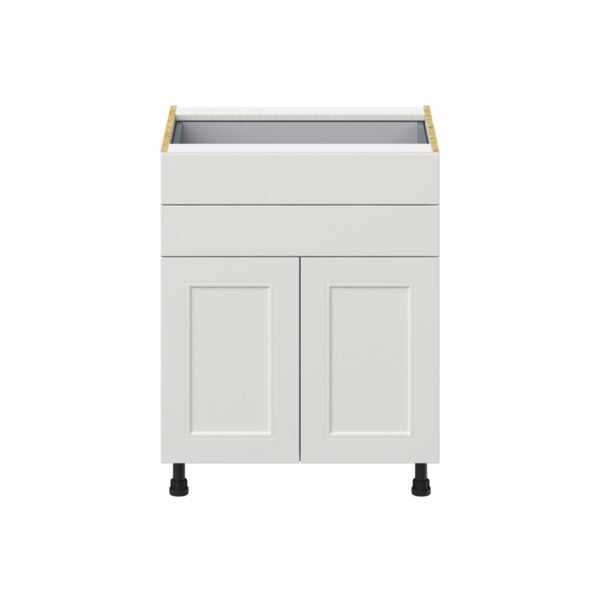 Wisteria Painted Light Gray Recessed Assembled Base Cabinet with 2 Doors and Two 5 in. Drawers (27 in. W X 34.5 in. H X 24 in. D)