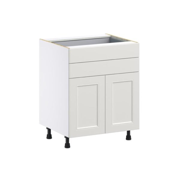 Wisteria Painted Light Gray Recessed Assembled Base Cabinet with 2 Doors and Two 5 in. Drawers (27 in. W X 34.5 in. H X 24 in. D)