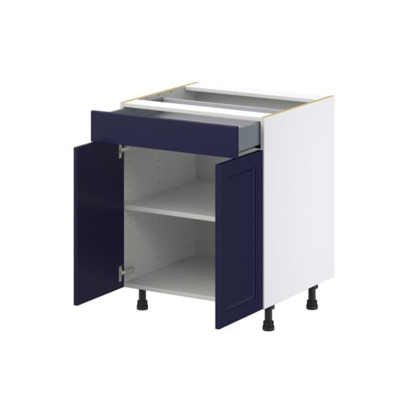 Camellia Painted Midnight Blue Recessed Assembled Base Cabinet with 2 Doors and a Drawer (27 in. W X 34.5 in. H X 24 in. D)