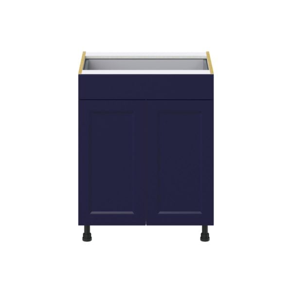 Camellia Painted Midnight Blue Recessed Assembled Base Cabinet with 2 Doors and a Drawer (27 in. W X 34.5 in. H X 24 in. D)