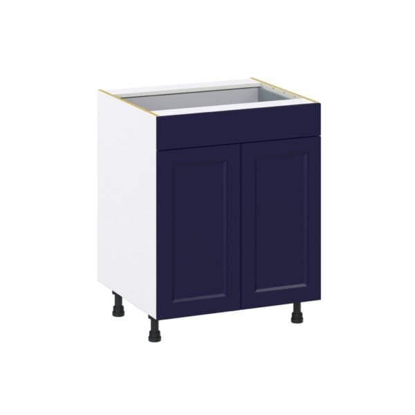 Camellia Painted Midnight Blue Recessed Assembled Base Cabinet with 2 Doors and a Drawer (27 in. W X 34.5 in. H X 24 in. D)