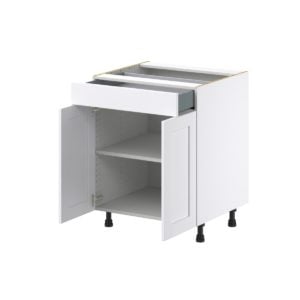 Dahlia Bright White  Shaker Assembled Base Cabinet with 2 Doors and a Drawer (27 in. W X 34.5 in. H X 24 in. D)