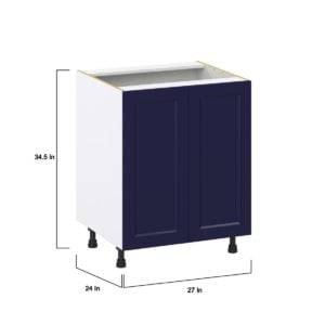 Camellia Painted Midnight Blue Recessed Assembled Base Cabinet with 2 Full High Door (27 in. W X 34.5 in. H X 24 in. D)