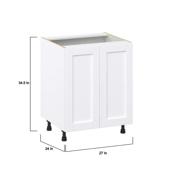 Dahlia Bright White  Shaker Assembled Base Cabinet with 2 Full High Door (27 in. W X 34.5 in. H X 24 in. D)