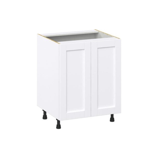 Dahlia Bright White  Shaker Assembled Base Cabinet with a 2 Full High Door and 3 Inner Drawers (27 in. W X 34.5 in. H X 24 in. D)