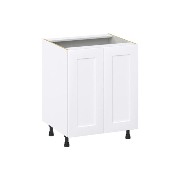 Jasmine Painted Warm White  Shaker Assembled Base Cabinet with a 2 Full High Door and 3 Inner Drawers (27 in. W X 34.5 in. H X 24 in. D)