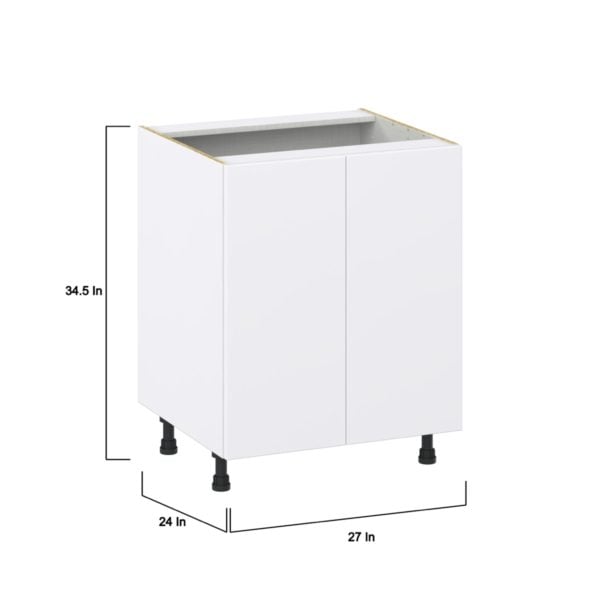 Lily Bright White  Slab Assembled Base Cabinet with a 2 Full High Door and 3 Inner Drawers (27 in. W X 34.5 in. H X 24 in. D)